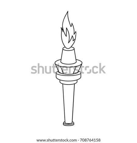 Street lamp in the form of a torch with an open fire.Lamppost single icon in outline style vector symbol stock illustration web.
