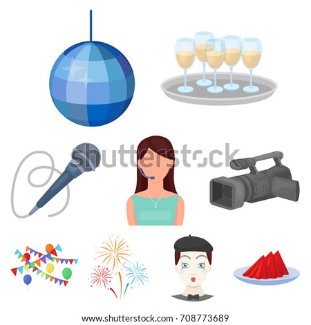 Event service set icons in cartoon style. Big collection of event service vector symbol stock illustration