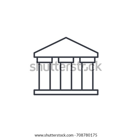 public bank building, university or museum, classic greek architecture thin line icon. Linear vector illustration. Pictogram isolated on white backgroundfog Royalty-Free Stock Photo #708780175