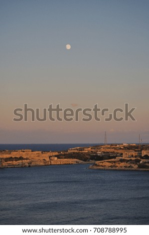 Moon above the sea in Malta