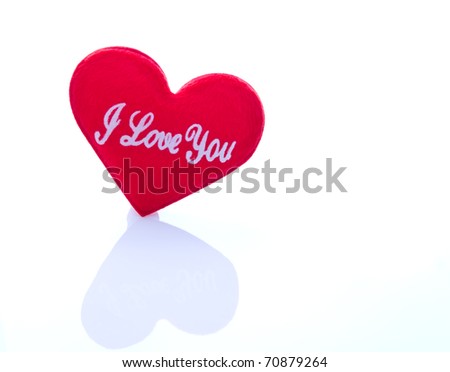Red heart shape i love you and Shadow isolated on white