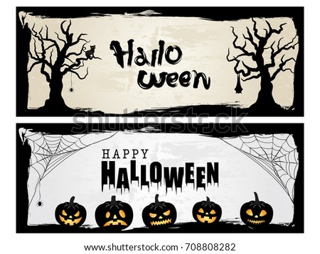 Happy halloween vector banner set