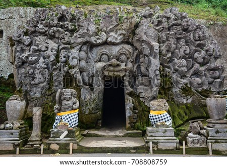 Elephant Cave Temple in Bali, Indonesia. Bali is the most popular island holiday destination in the Indonesian archipelago.