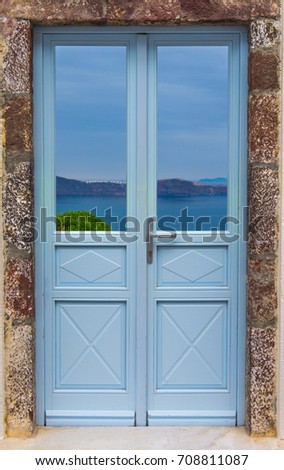 Doorway with Mediterranean horizon in the background