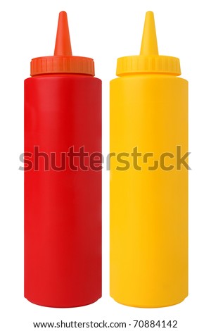 Bottles of Ketchup and Mustard. Isolated on White Royalty-Free Stock Photo #70884142