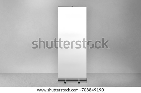 Roll up banner stand. Blank template mockup. Exhibition stand roll-up banner, isolated screen for you design.