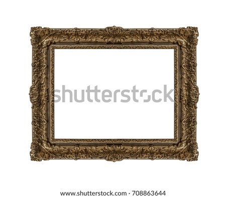 Old picture frame isolated on white background.