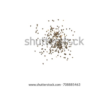 Chia seeds isolated on white background. Top view. Royalty-Free Stock Photo #708885463