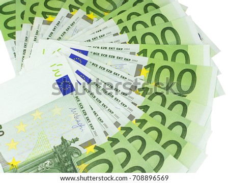 euro money banknotes on white background