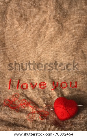 Valentine embroidery with empty space