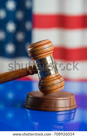 Law symbols on USA flag