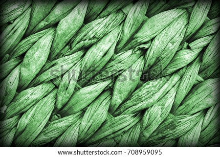Kelly Green Palm Fiber Place Mat Coarse Plaiting Rustic Vignetted Grunge Texture Detail