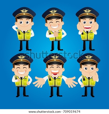Policeman characters in different poses