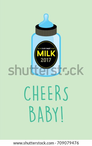 cheers baby milk beer bottle vector