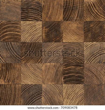 Seamless end grain wood texture. Cross cut lumber blocks. Royalty-Free Stock Photo #709083478