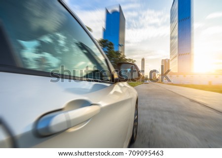 speeding car go through the city