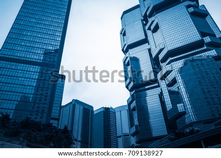 Skyscraper from a low angle view in Hong Kong,China.