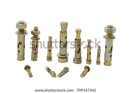 Assemble bolts that are made of various sizes of metal used to hold objects to the mortar wall.