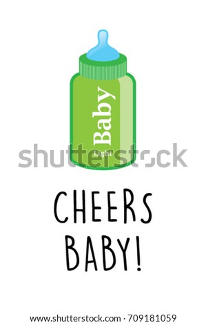 cute baby milk beer bottle cheers greeting card vector
