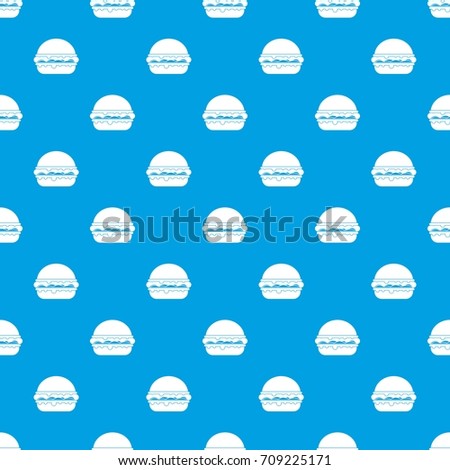 Burger pattern repeat seamless in blue color for any design. Vector geometric illustration