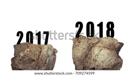 Big rock floating against white background for the new year 2018