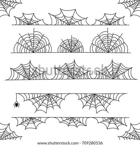 Halloween cobweb vector frame border and dividers isolated on white with spider web for spiderweb scary design