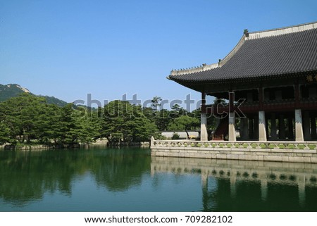 Beautiful old palace with sky in Korea