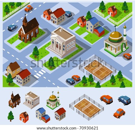 City Hall. Set of very detailed isometric vector