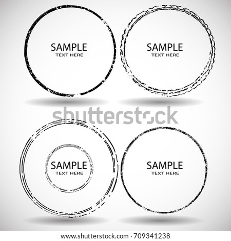 Vector Frames. circle for image. distress texture . Grunge Black borders isolated on the  background . Dirt effect . Round shapes for your design