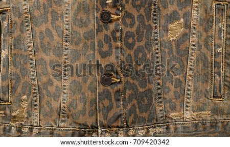 Leopard jean pattern texture-jacket pocket
