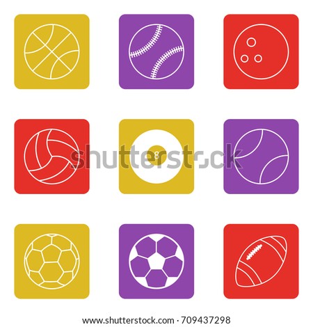 Ball icons set. Flat design vector Illustration.