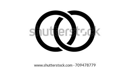 Interlocking circles, rings contour. Circles, rings concept icon Royalty-Free Stock Photo #709478779