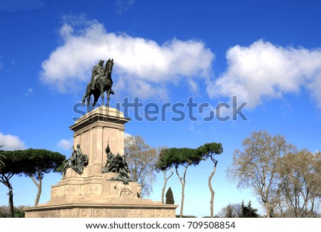 Garibaldi equestrian Monument on Janiculum Hill in Rome, Italy