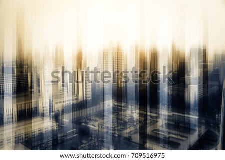city background double exposure technic image