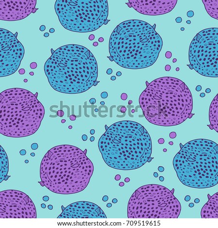 funny fish seamless pattern, cartoon fishes