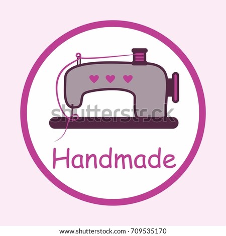 Sewing machine, logo for handicraftsmen,
 Royalty-Free Stock Photo #709535170