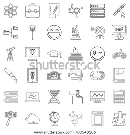 Diploma icons set. Outline style of 36 diploma vector icons for web isolated on white background