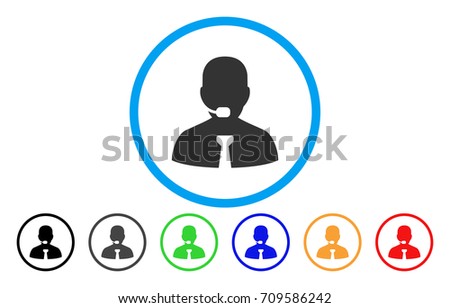 Support Operator rounded icon. Vector illustration style is a grey flat iconic support operator symbol inside a circle. Additional color versions are black, gray, green, blue, red, orange.