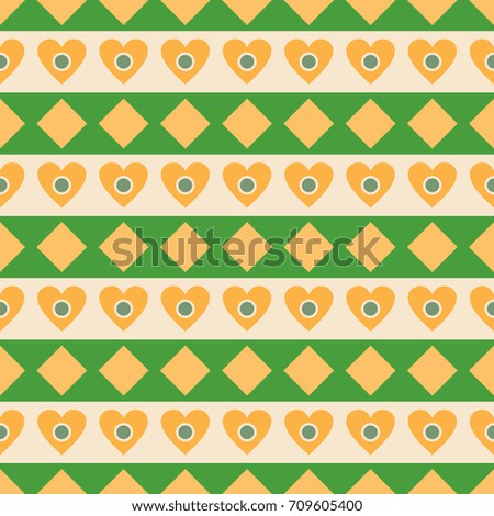 Seamless geometric pattern with various elements.