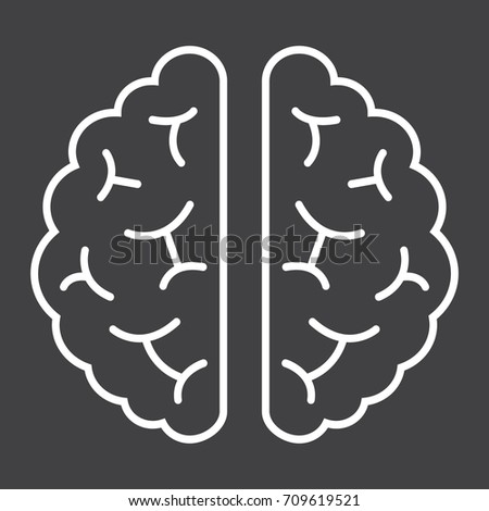 Brain line icon, medicine and healthcare, human organ sign vector graphics, a linear pattern on a black background, eps 10.