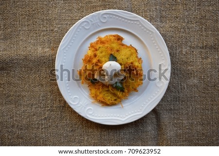  Potato pancakes or latke traditional homemade fried vegetable food recipe.        