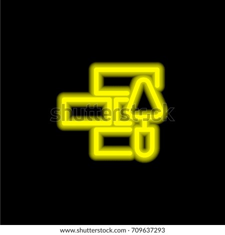 Bricks yellow glowing neon ui ux icon. Glowing sign logo vector