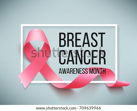 Realistic pink ribbon, breast cancer awareness symbol, vector illustration Royalty-Free Stock Photo #709639966