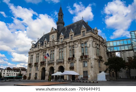 The Saint Denis Town hall at summer day, France.