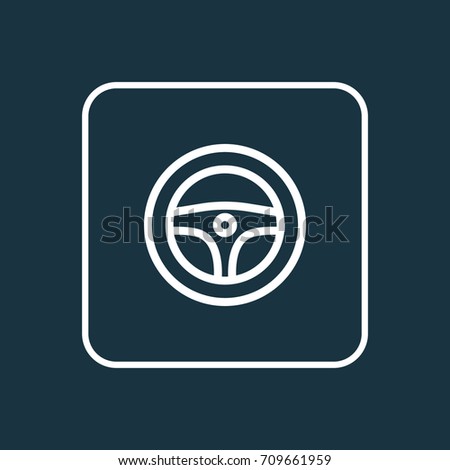 Steering Wheel Outline Symbol. Premium Quality Isolated Rudder Element In Trendy Style.