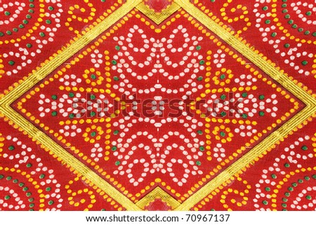 Colorful Indian Saree Fabric Floral Patterned Background Royalty-Free Stock Photo #70967137