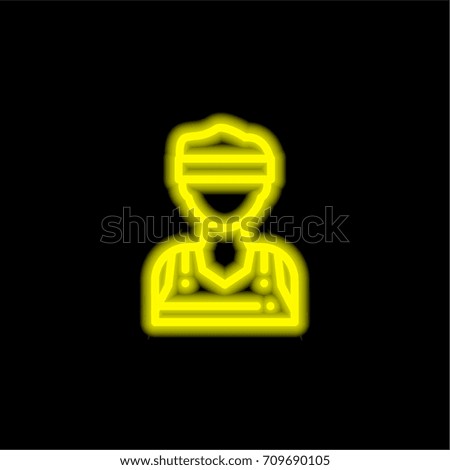 Player yellow glowing neon ui ux icon. Glowing sign logo vector