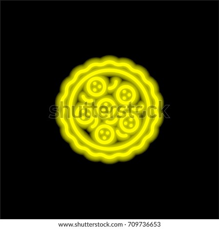 Pizza yellow glowing neon ui ux icon. Glowing sign logo vector