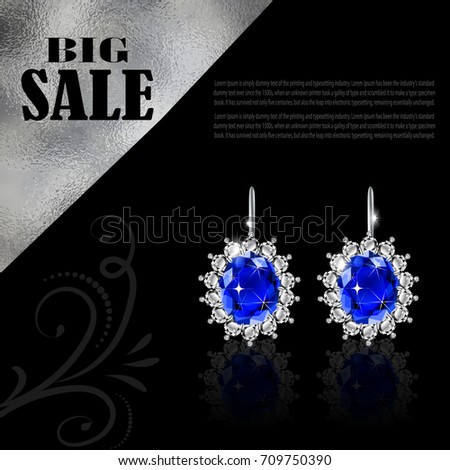 jewellery sale banner with white Golden earrings vector