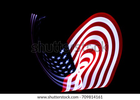 USA Flag lightpainted on black background